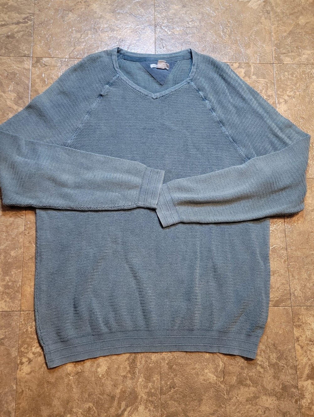 Carbon2Cobalt V-neck Sweater Mens XL Green Long Sleeve Pullover Raglan Sleeve